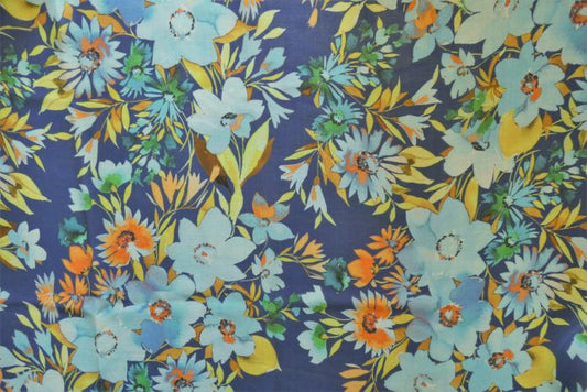 Lady McElroy, Silk/Cotton Voile, Josette Blue Floral