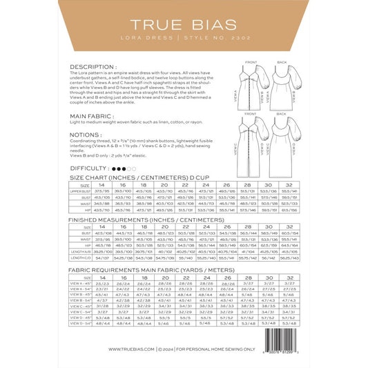 True Bias Lora Dress, Size 14-32