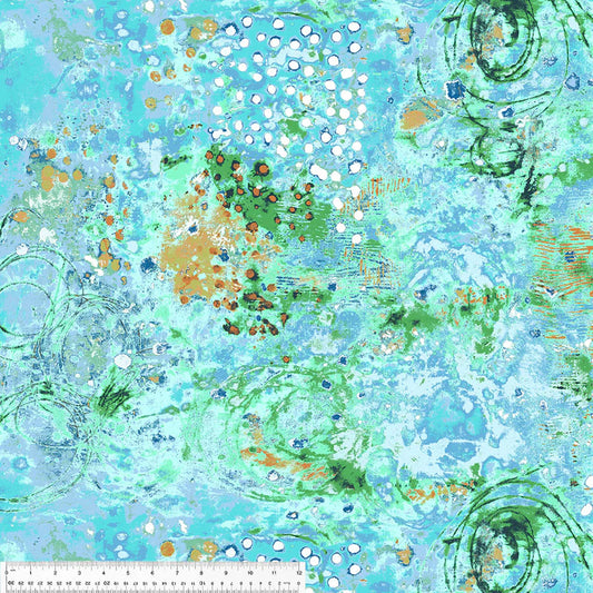 Cotton Sheeting, Spotted Graffiti - Sea Glass