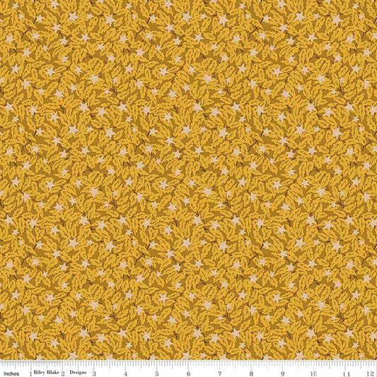 Liberty of London Cotton Sheeting, Festive Magic - Holly Sparkle Gold