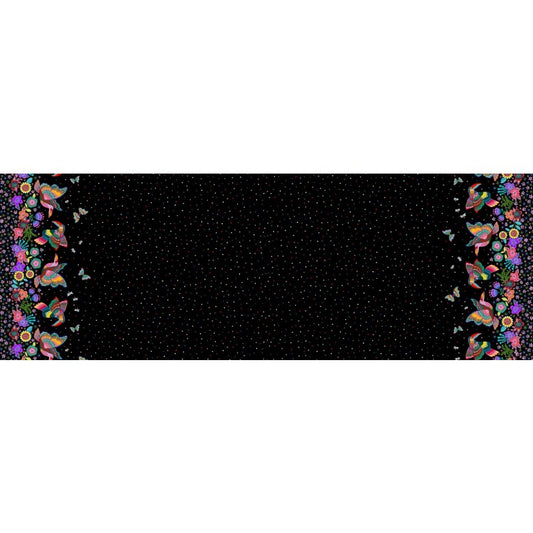 Cotton Sheeting, Rainforest Border, Black Multi