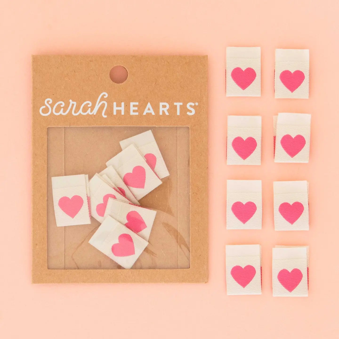 Sarah Hearts Labels, Pink Heart