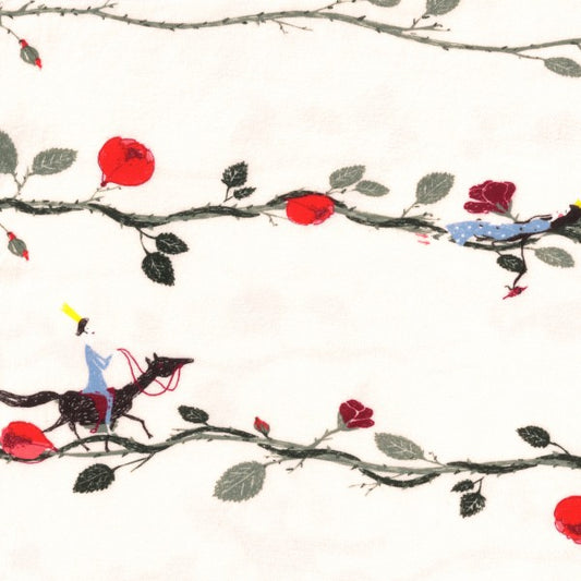 Organic Cotton Single Jersey Prints, 170-190 gsm – Ivory Roses & Vines