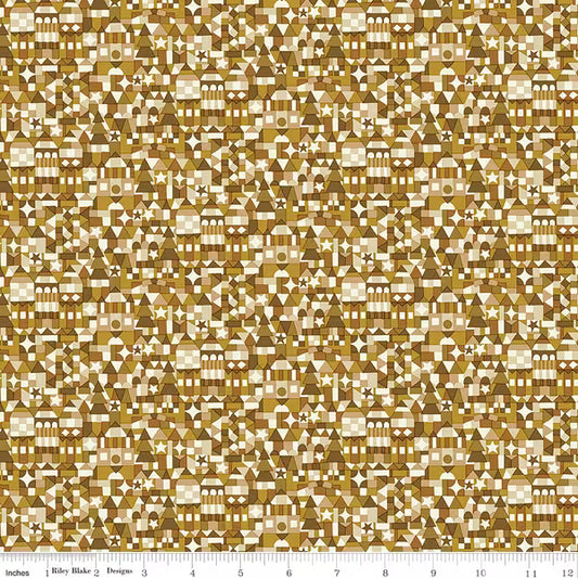 Liberty of London Cotton Sheeting, Festive Magic - Festive Store Gold