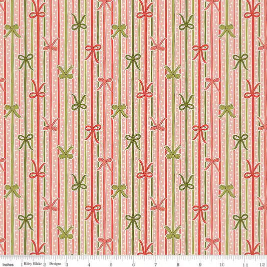 Liberty of London Cotton Sheeting, Festive Magic - Ribbon Stripe Pink